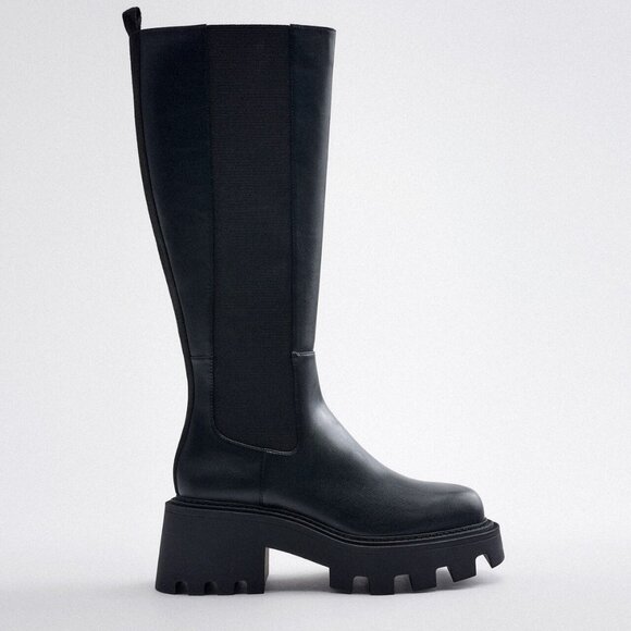 ZARA Threaded Knee High Boots - Picture 1 of 4